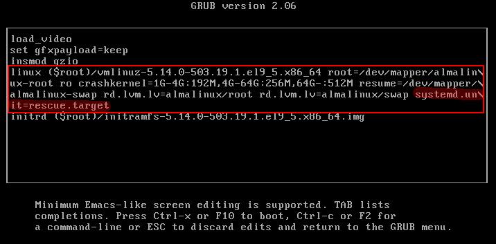 如何进入AlmaLinux 8/9的单用户模式(救援模式)