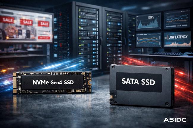 香港服务器硬盘选择指南：NVMe Gen4与SATA SSD，哪个更适合高并发电商网站？