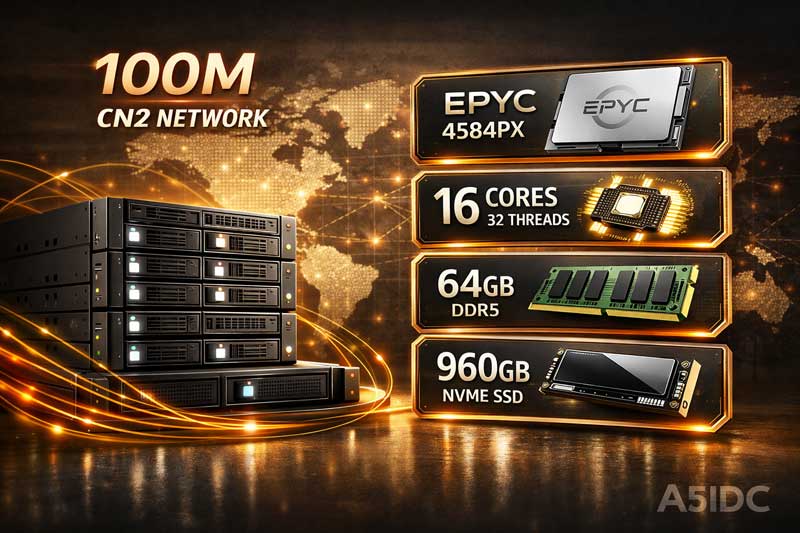 美国服务器租用推荐：100M CN2带宽 + AMD EPYC 4584PX，更适合国内优化访问场景