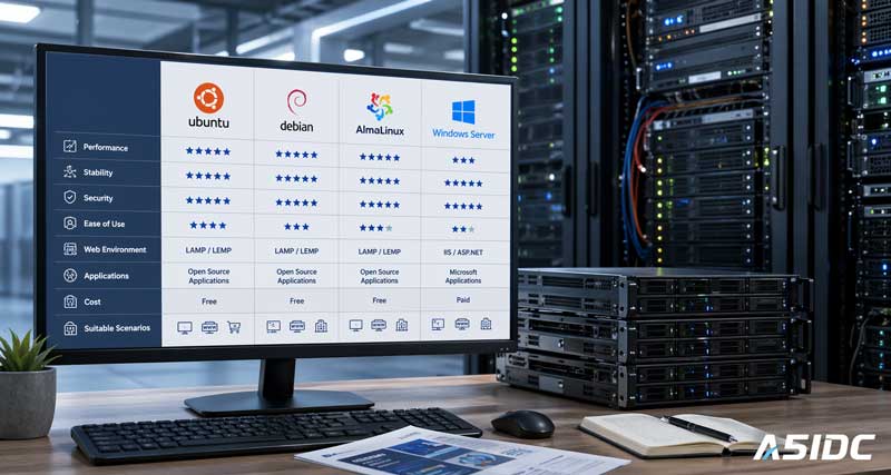 网站服务器系统怎么选？Ubuntu、Debian、AlmaLinux、Windows Server 详细对比