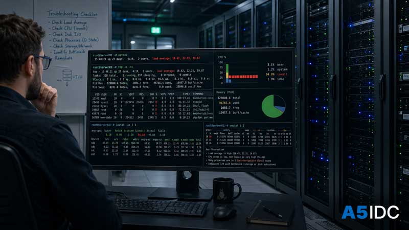 Linux服务器 load average 很高但 CPU 不高怎么办？从 I/O、D 状态进程到数据库阻塞的排查方法