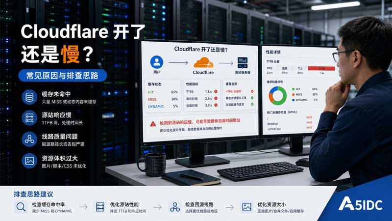 Cloudflare开了还是慢是什么原因？从 CDN、源站、线路到缓存命中率的完整排查方案
