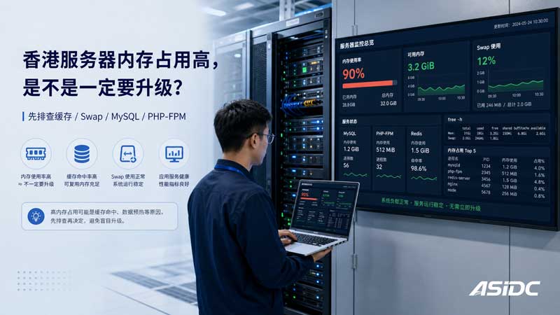 香港服务器内存占用 90% 就要升级？别急，先查这几个地方，很多人白花了钱