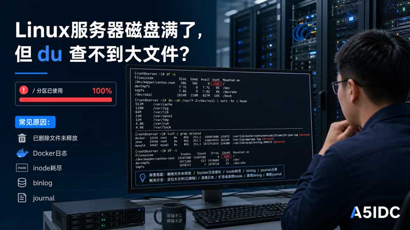 Linux磁盘明明满了，du却找不到大文件？真正吃空间的可能不是普通文件