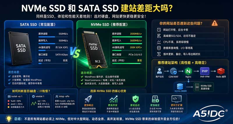 网站明明用了 SSD 还是慢？NVMe 和 SATA SSD 建站差距，很多人租服务器前都没搞懂