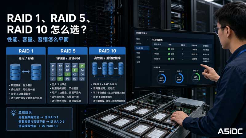 RAID 1、RAID 5、RAID 10 怎么选？服务器硬盘阵列不是“容量越大越划算”