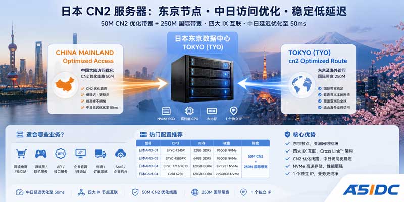日本服务器国内访问不稳？东京CN2线路到底适合哪些业务，看完就不纠结了