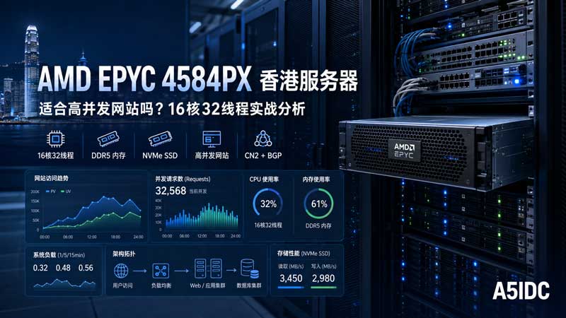 香港服务器别只看带宽：AMD EPYC 4584PX 这颗16核32线程CPU，到底能不能扛高并发网站？