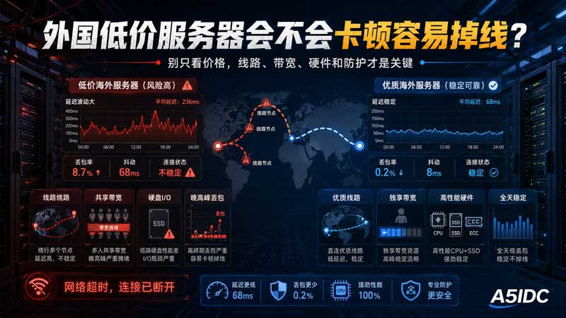 外国低价服务器真的靠谱吗？为什么便宜服务器容易卡顿、掉线、访问慢？