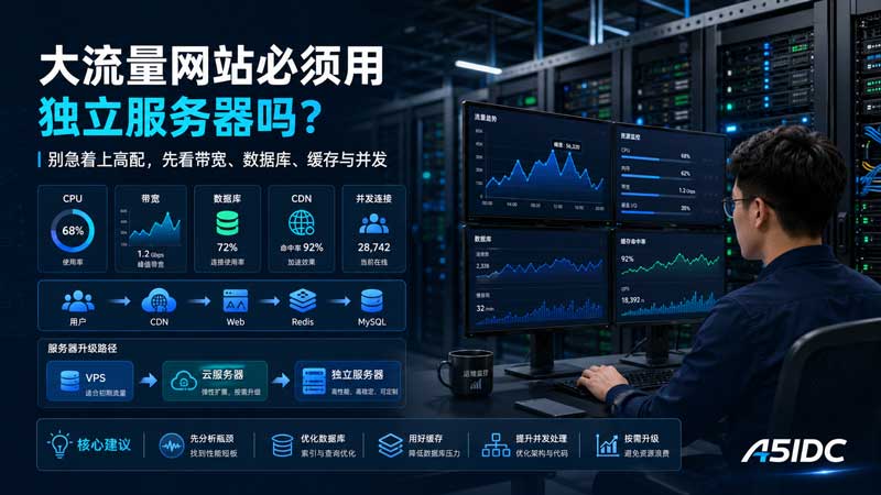 网站流量一大就必须换独立服务器？别被“高配焦虑”带偏了，先看这几个关键指标