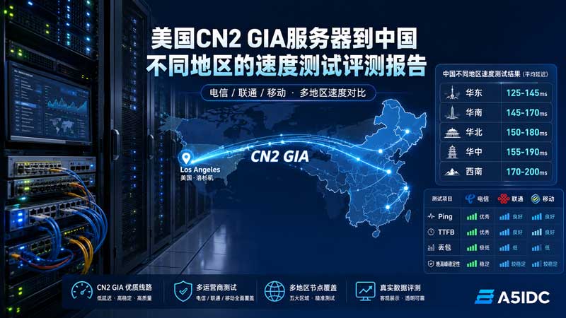 美国 CN2 GIA 服务器速度实测：中国电信、联通、移动访问表现到底怎么样？