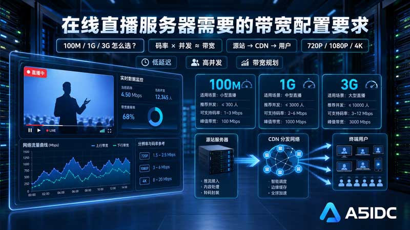 直播服务器带宽到底要多大？100M、1G、3G能撑多少人同时观看，一次讲清楚
