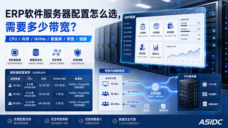 ERP软件服务器到底要多高配置？多少带宽才不卡？一篇讲清CPU、内存、硬盘和线路怎么选