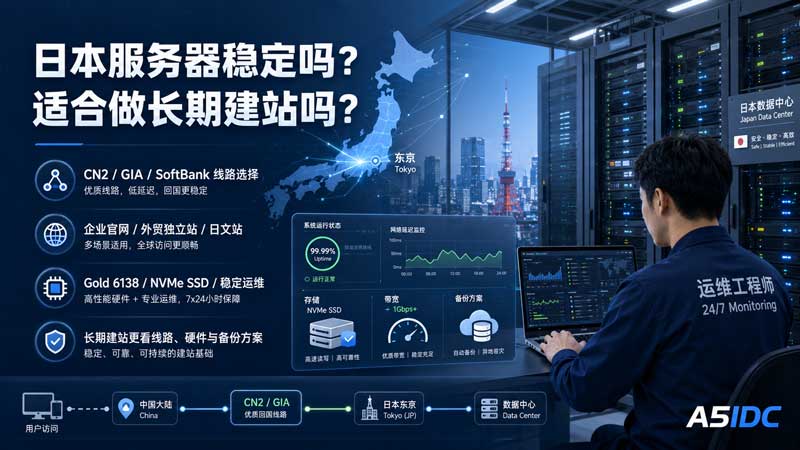 日本服务器稳定吗？适合长期建站吗？从CN2、SoftBank线路到服务器配置选择详解