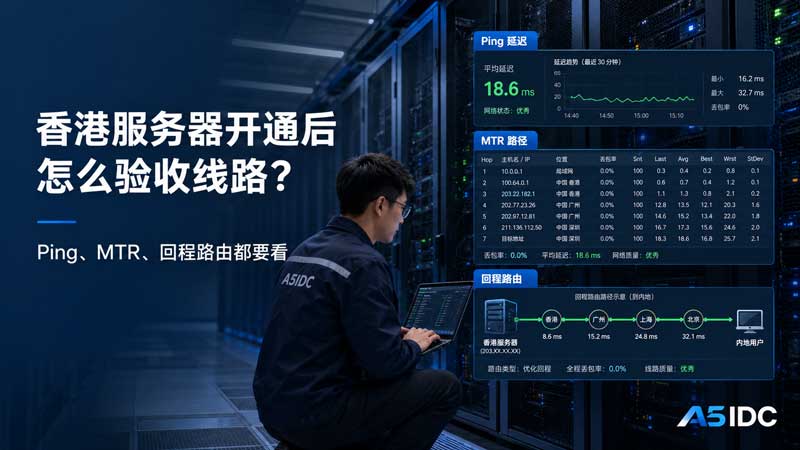 香港服务器开通后怎么验收线路？Ping、MTR、回程路由都要看