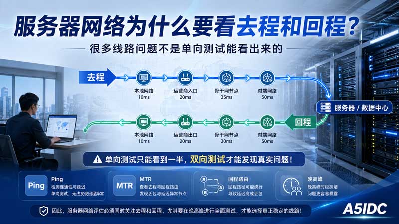 服务器网络为什么要看去程和回程？很多线路问题不是单向测试能看出来的