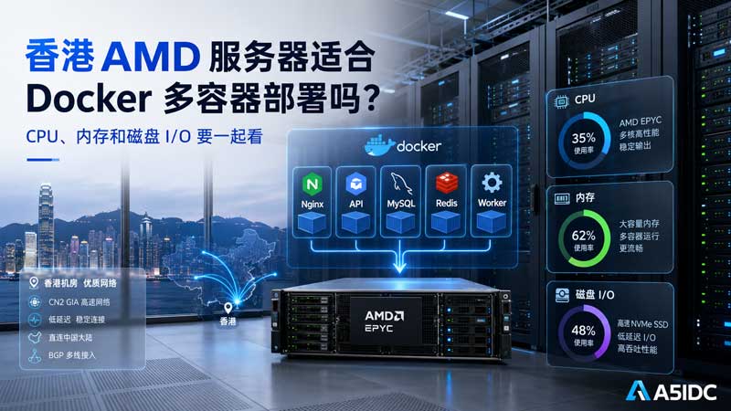 香港AMD服务器适合 Docker 多容器部署吗？CPU、内存和磁盘 I/O 一起看