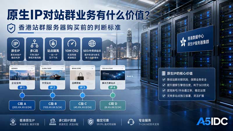 香港站群服务器为什么要看原生 IP？买多 IP 服务器前先弄懂这几点