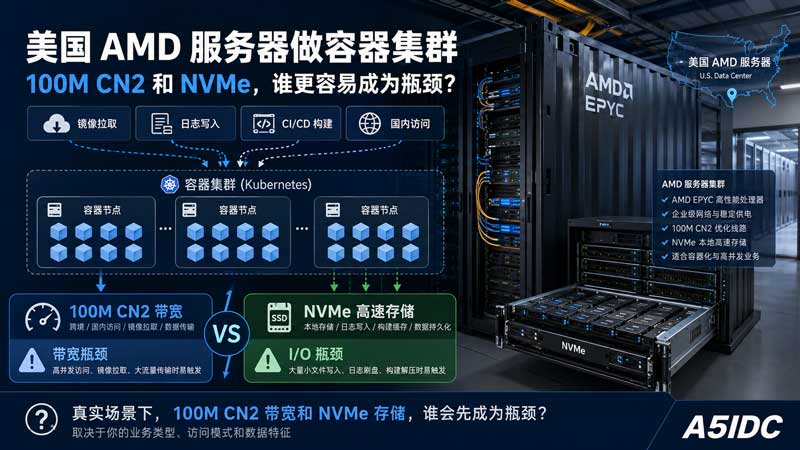 美国AMD服务器做容器集群，100M CN2 和 NVMe 哪个更容易成为瓶颈？