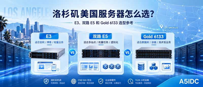 洛杉矶美国服务器怎么选？E3、双路E5、Gold 6133别再乱买了
