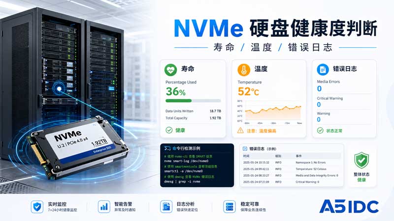 服务器硬盘健康度怎么判断？NVMe寿命、温度、错误日志一文看懂