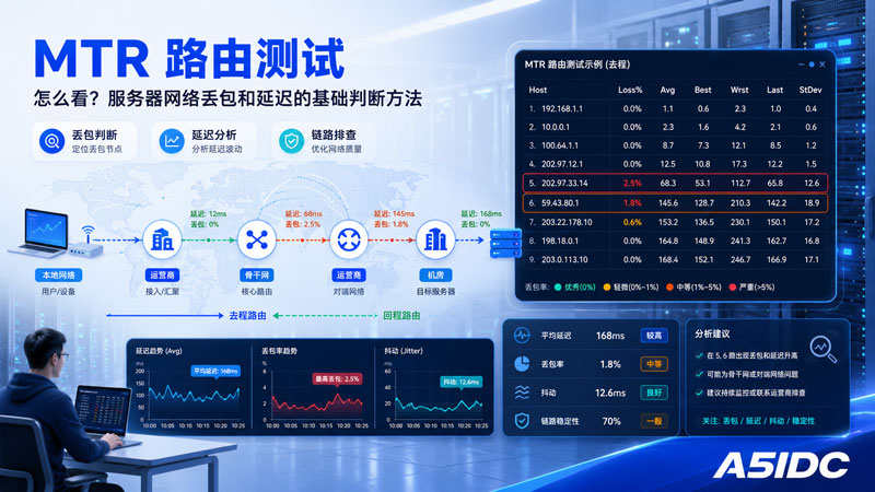 MTR 路由测试怎么看？服务器网络丢包和延迟的基础判断方法