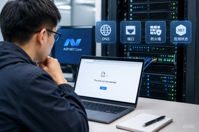 Windows Server部署ASP.NET Core应用后无法访问,如何检查DNS、端口、防火墙与应用状态?