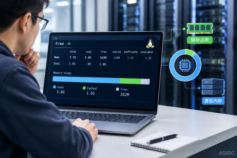 在美国服务器上发现Linux空闲内存偏低,如何判断是否只是缓存占用
