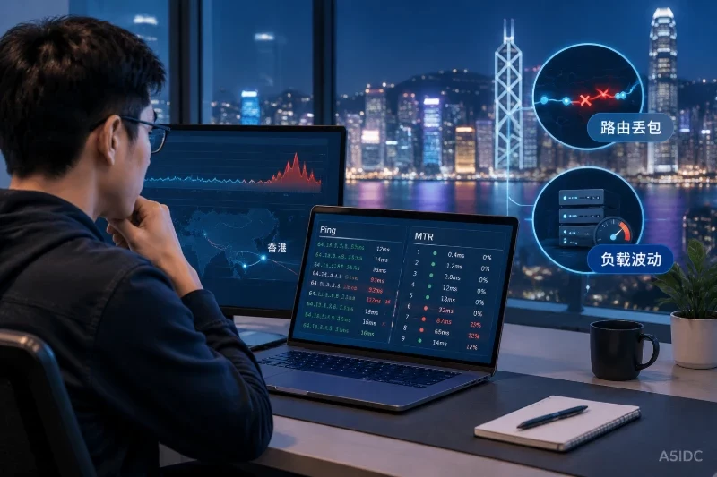 香港服务器晚高峰延迟波动怎么查:用Ping与MTR区分路由丢包和负载