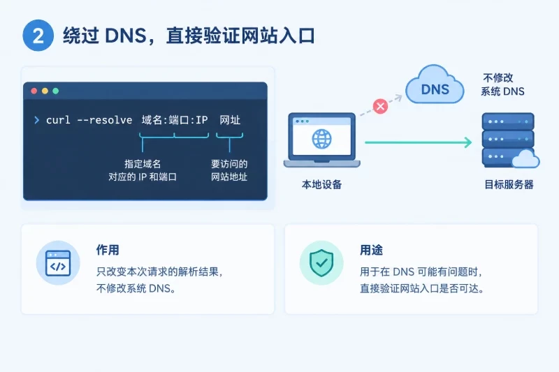 2. 绕过 DNS,直接验证网站入口(AI示意图)