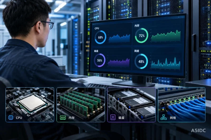 美国服务器性能升级先加什么:根据CPU、内存、磁盘和网络监控判断