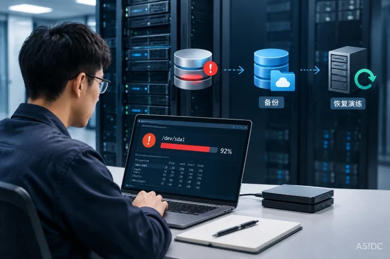 Linux服务器磁盘空间不足时,备份范围、保留周期与恢复演练怎么安排?