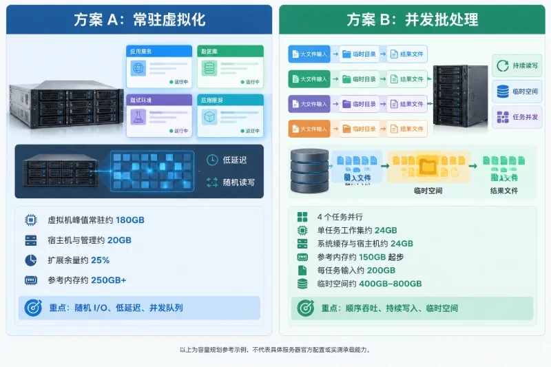 两种参考配置:从业务规模估算,而非按核心数套模板配图