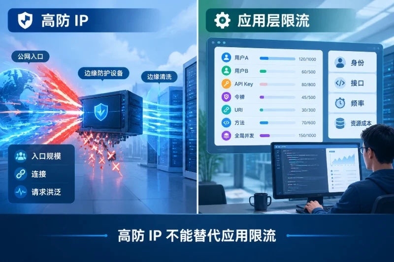 为什么高防 IP 仍然需要应用层限流配图