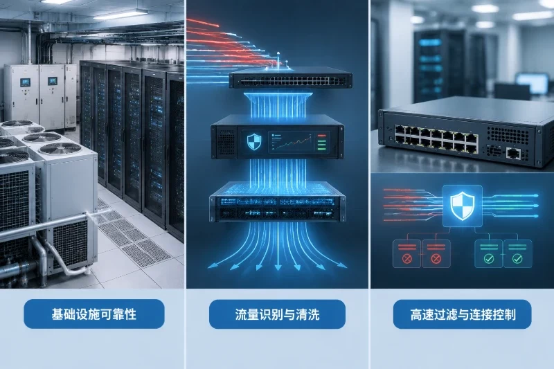 先明确:T3+、高防和硬件防火墙分别解决什么问题配图
