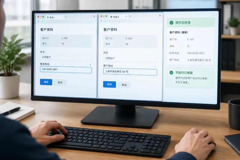 如何验证系统确实不会覆盖数据｜测试一：不同字段同时修改配图