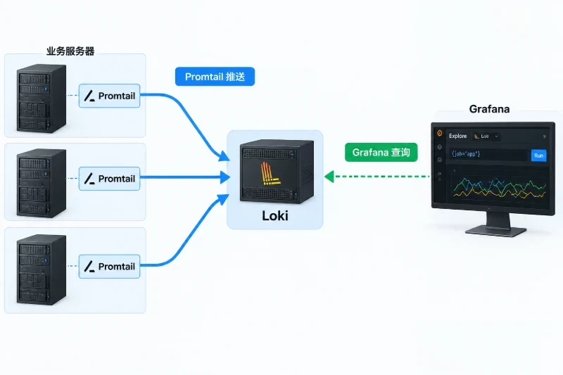 第三步：从源服务器验证到 Loki 的网络链路配图
