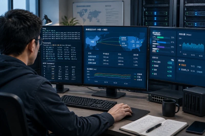 第二优先级:用 Traceroute 或 MTR 查找延迟从哪一跳开始配图