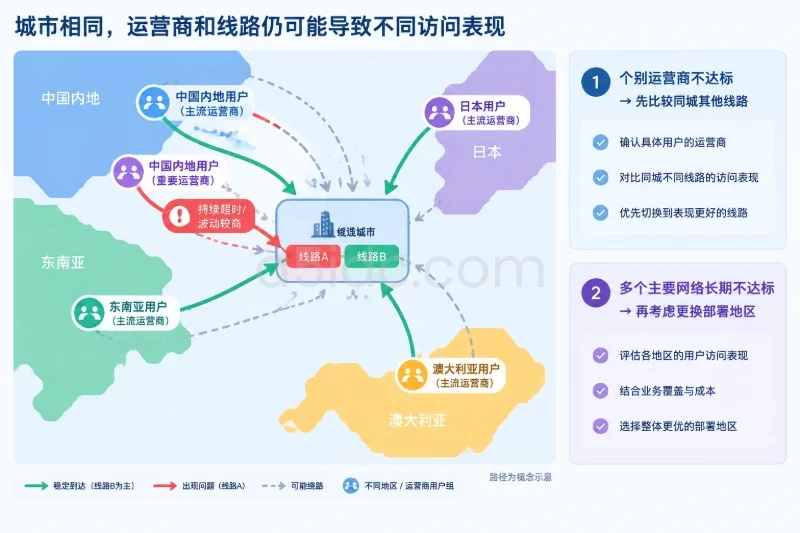 次级条件一:城市已经确定,运营商和跨境路径是否支持这个选择配图