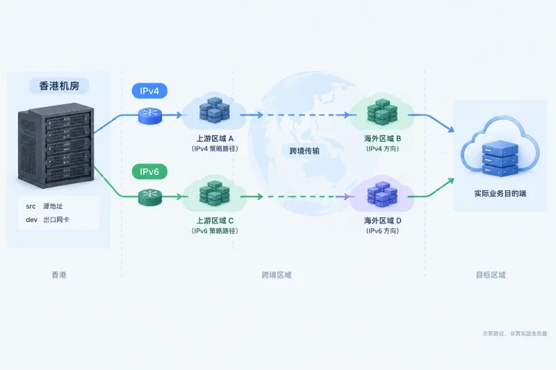 三、确认实际跨境路由与地址族 / 固定目标地址和出口接口配图