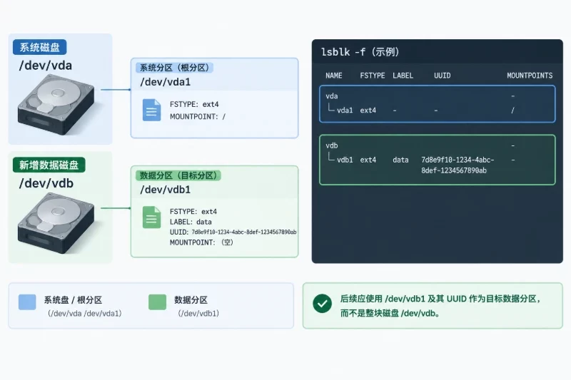 二、确认新增数据盘,避免误操作系统盘配图