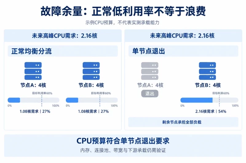 四、确定容量余量:覆盖增长、突发和节点故障/把不同用途的余量分别说明配图