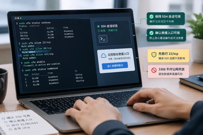 二、系统和权限检查 / 4. 检查云防火墙和系统防火墙配图