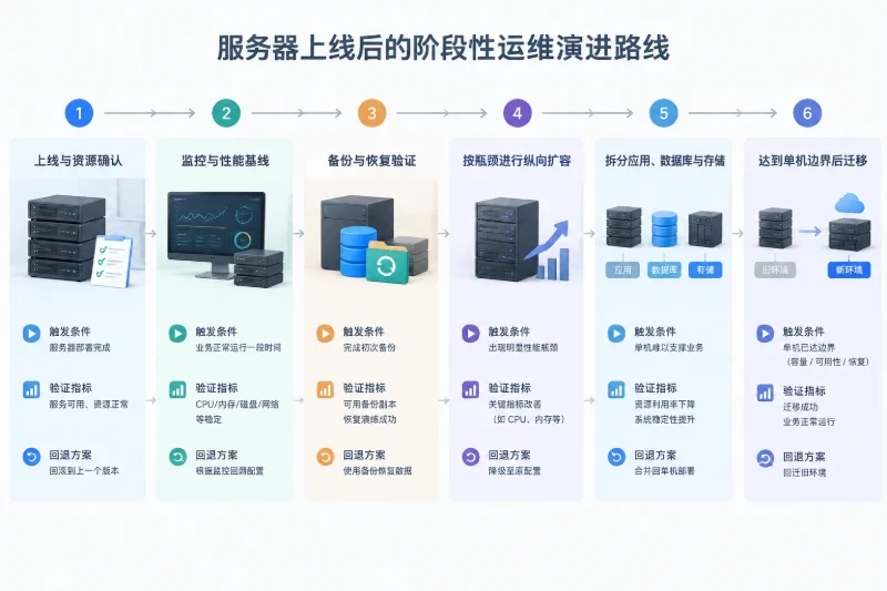 服务器上线后的总体演进路线配图