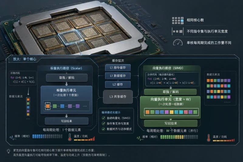 指令集决定单个核心能做多少工作配图