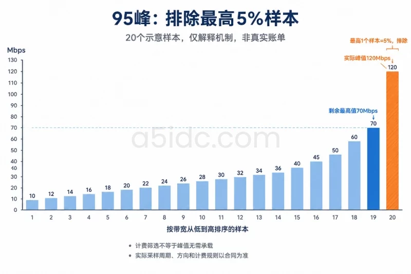 端口速率、保障带宽和计费带宽要分开看 / 95峰计费配图
