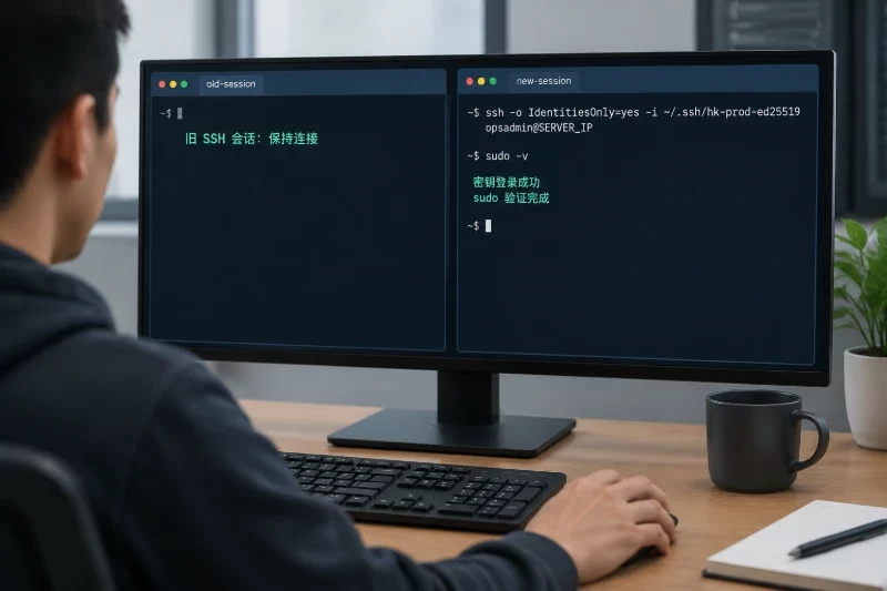 三、先建立密钥登录,再收紧 SSH / 1. 创建普通管理账号配图